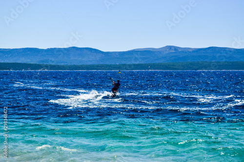 Fototapeta Naklejka Na Ścianę i Meble -  Beach Zlatni Rat Kitesurfing.