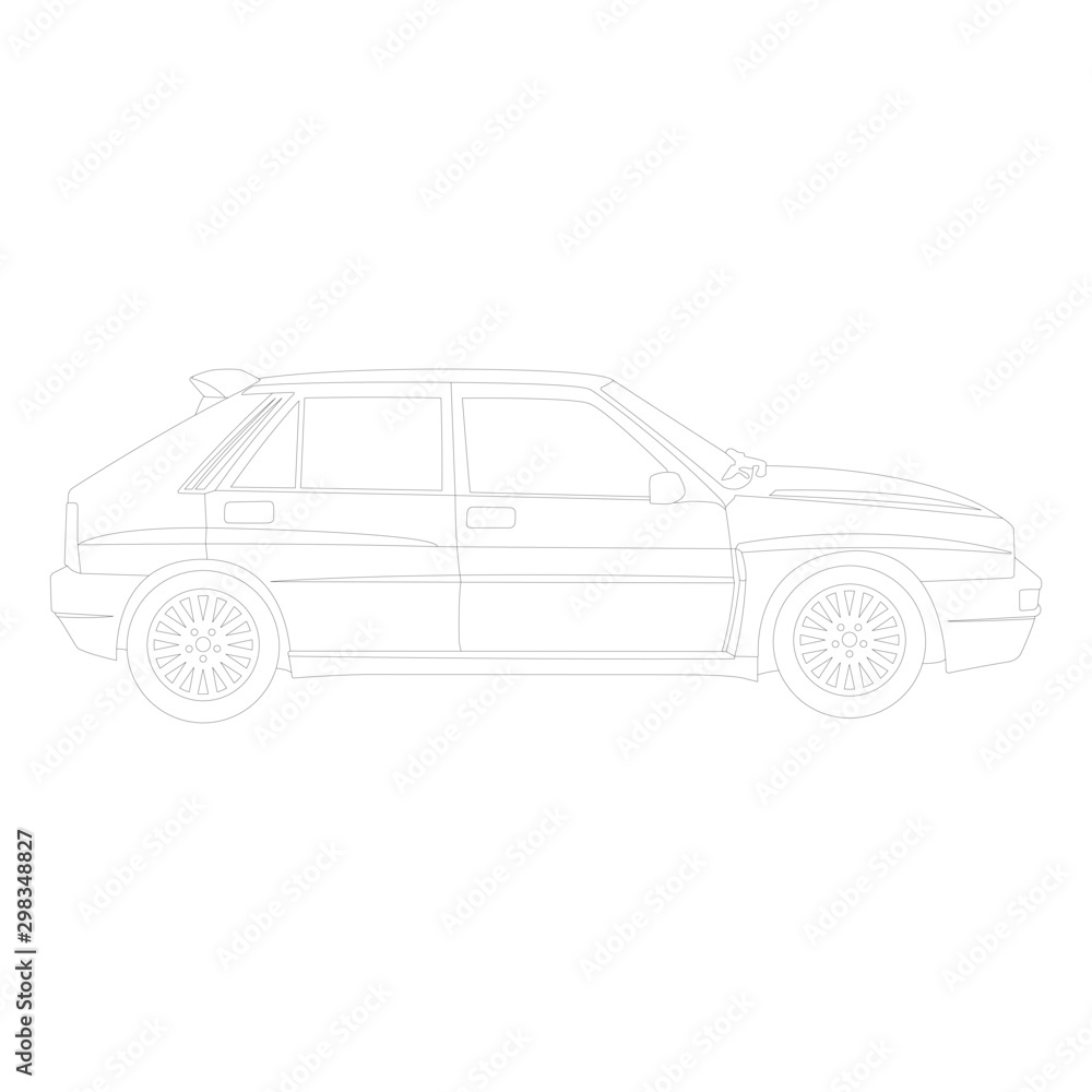 rally Car contour vector illustration