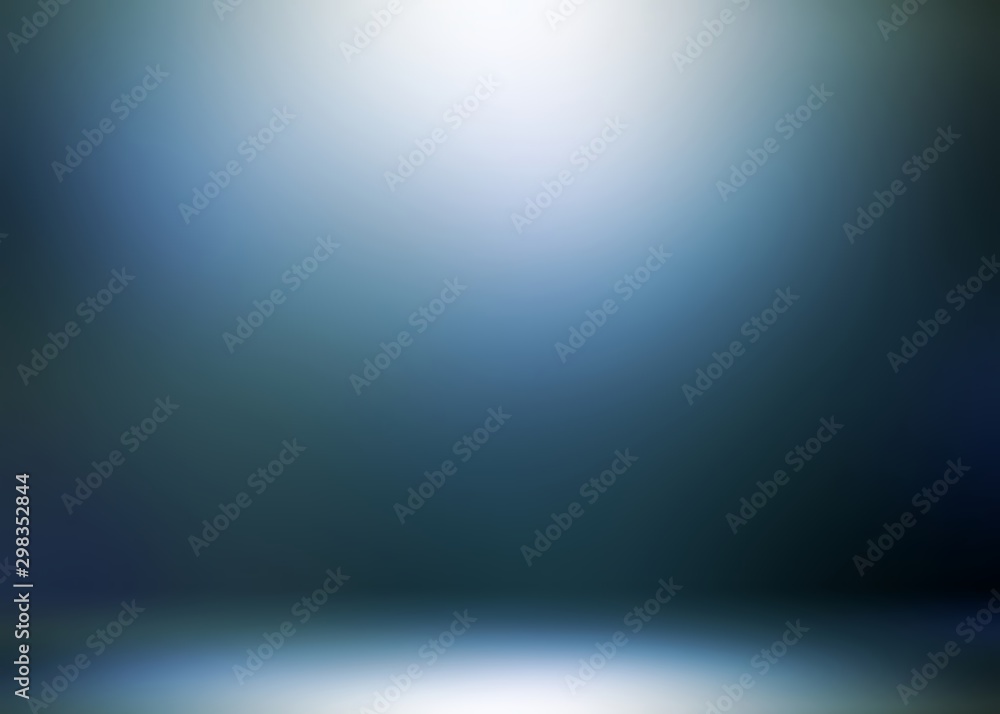 3d illustration dark blue with bright shine. Mystery abstract room background. Night illumination.