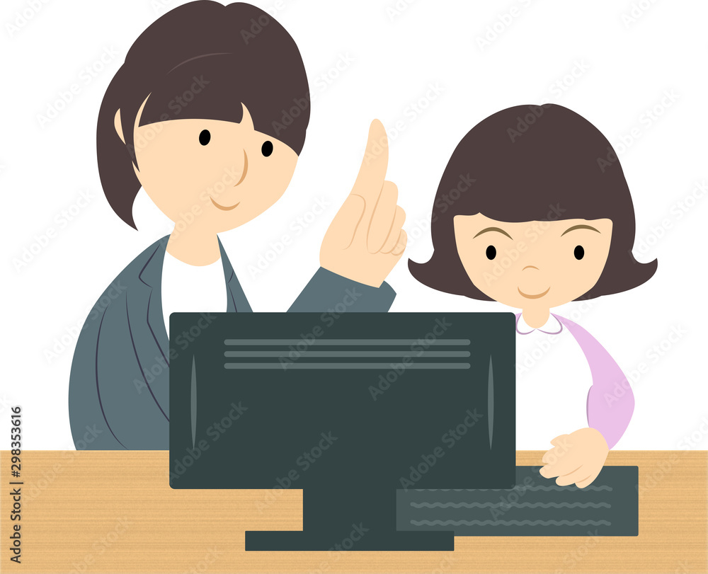 プログラミング教室で学ぶ女の子(女性講師) プログラミング教室で学ぶ女の子(女性講師)