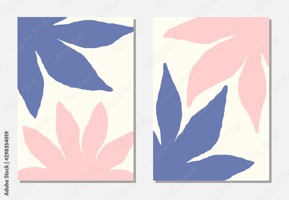 Obraz premium A set of templates in pastel pink and violet on cream background.
