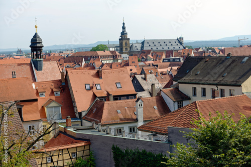 View from Bamberg Cathedral of the rooftops of medieval Bamberg in Upper Franconia, Bavaria, Germany