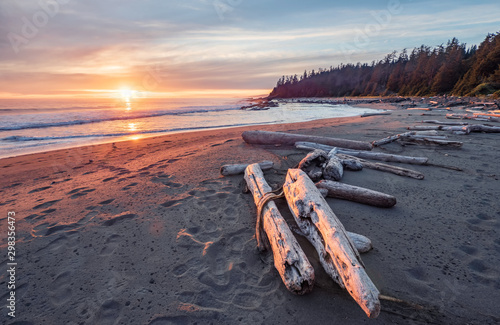 Beautiful sunset along the West Coast Trail of Vancouver Island, British Columbia, Canada.