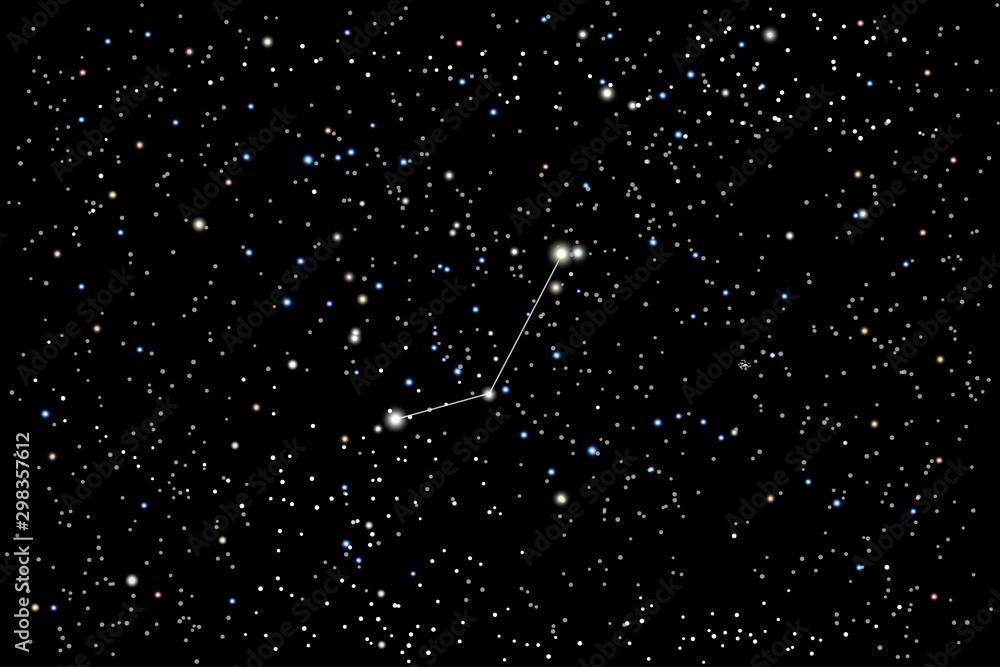 Vector illustration of the constellation Fornax (brazier) on a starry black sky background. The astronomical cluster of stars in the Southern Celestial Hemisphere Vector illustration of the constellation Fornax (brazier) on a starry black sky background. The astronomical cluster of stars in the Southern Celestial Hemisphere