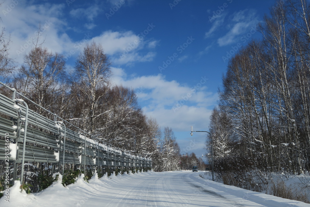 日本国北海道の雪のある冬の風景 日本国北海道の雪のある冬の風景
