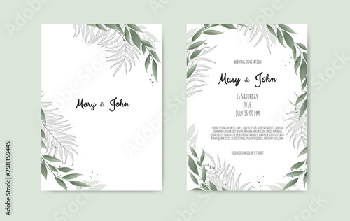 Vector floral design card. Greeting  postcard wedding invite template. Elegant frame with rose and anemone