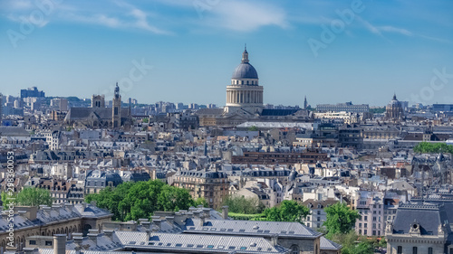Paris, panorama of the city, with the Pantheon, and typical roofs photo