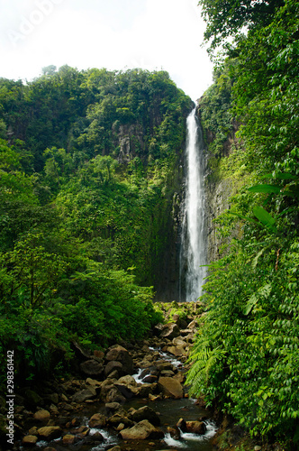 Chute du Carbet - second Carbet - one of three waterfalls inside a tropical forest located in Basse-Terre, Guadeloupe