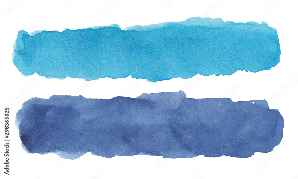 Fototapeta premium Watercolor drawing of blue stripes on white