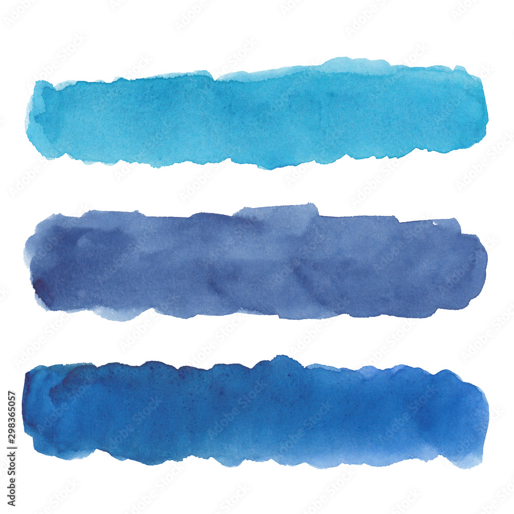 Watercolor drawing of blue stripes on white Watercolor drawing of blue stripes on white