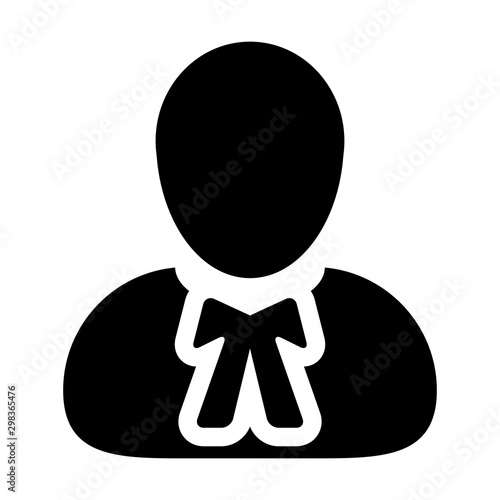 Attorney icon vector male user person profile avatar symbol for law and justice in flat color glyph pictogram illustration