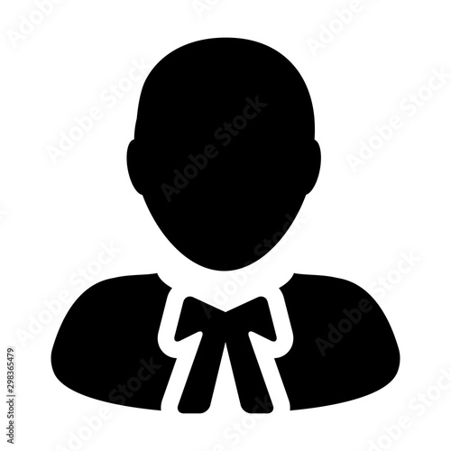 Attorney icon vector male user person profile avatar symbol for law and justice in flat color glyph pictogram illustration