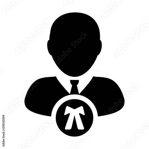 Advocate icon vector male user person profile avatar symbol for law and justice in flat color glyph pictogram illustration