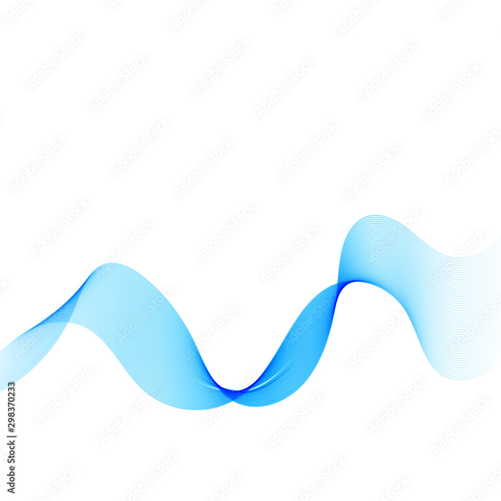  Abstract white background, vector stylish blue wavy wave. - obrazy, fototapety, plakaty 