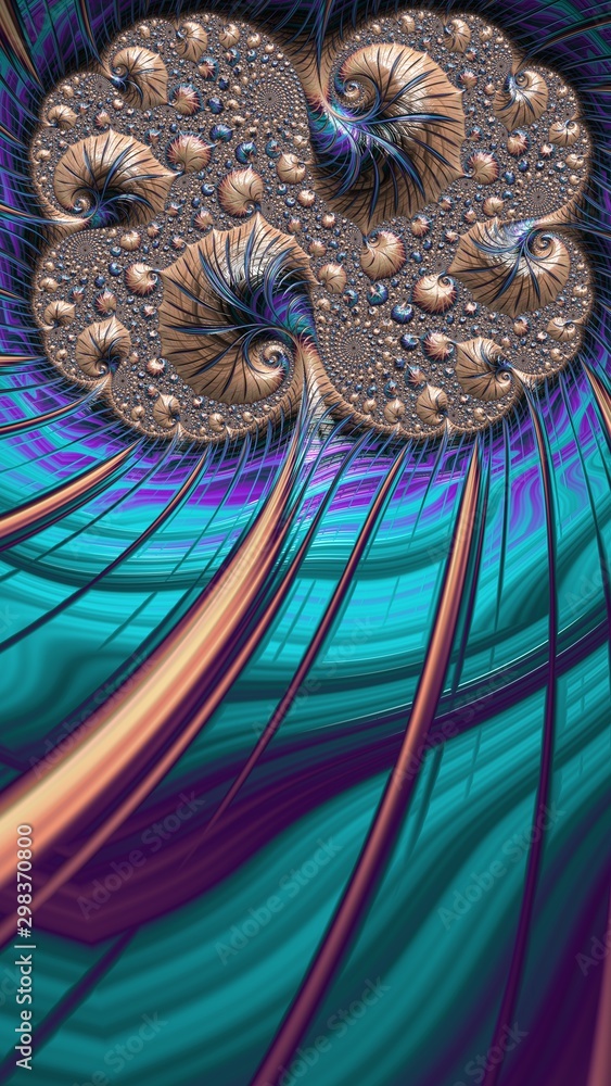 Obraz premium Artfully 3D rendering fractal, fanciful abstract illustration and colorful designed pattern