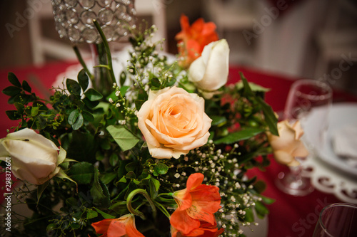 bouquet of white and orange roses