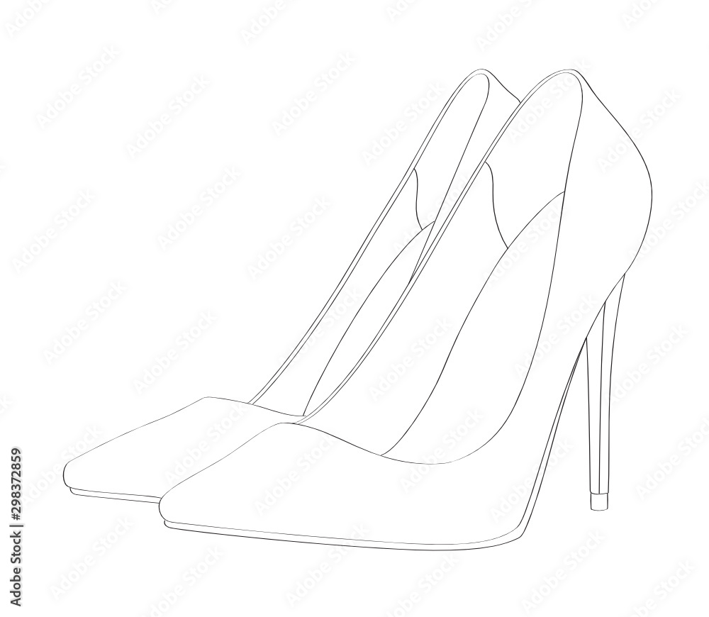 Black and White stiletto heels vector illustration Black and White stiletto heels vector illustration