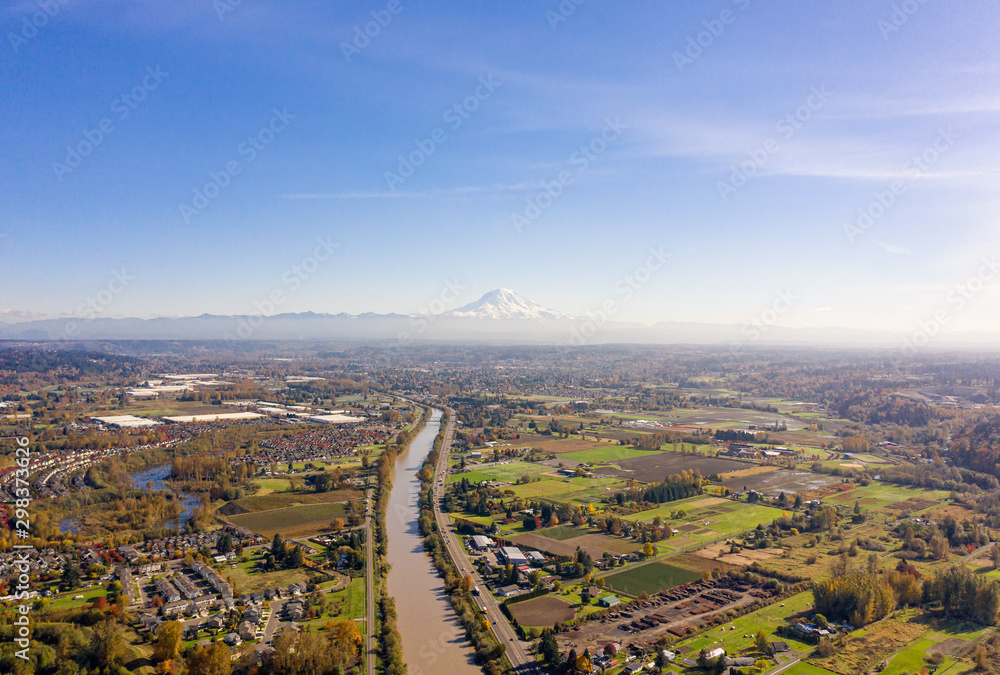 aerial view of mount Rainier aerial view of mount Rainier