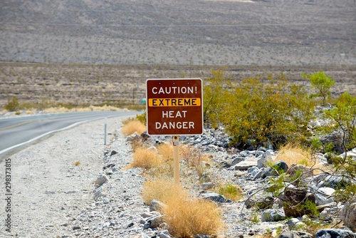 Extreme heat sign Death Valley 