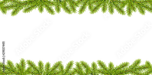 Tannenzweige Dekoration Banner, Weihnachts-Girlande, Vektor Illustration isoliert auf weißem Hintergrund