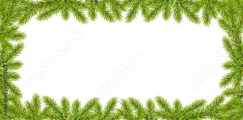 Tannenzweige Dekoration Banner, Weihnachts-Girlande, Vektor Illustration isoliert auf weißem Hintergrund