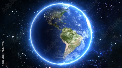 Beautiful View of Planet Earth from Space Timelapse and Stars - Abstract Background Texture  © IncrediVFX