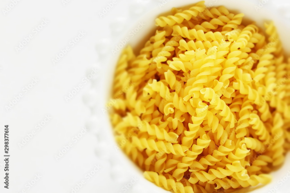 Italian food ingreed, dried short noodles Fusilli Italian food ingreed, dried short noodles Fusilli