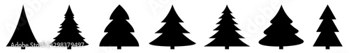 Fotografia Christmas Tree Black Icon | Fir Tree Illustration | x-mas Symbol | Logo | Isolat