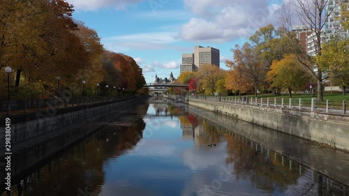 Aerial view of Rideau Canal in Ottawa Canada