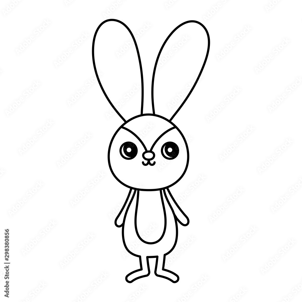 cute rabbit character on white background thick line cute rabbit character on white background thick line