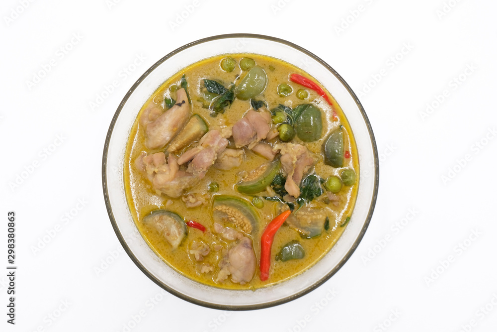 Thai Meal Kit Green Curry Chicken on white background Thai Meal Kit Green Curry Chicken on white background