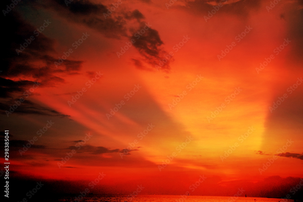 Colorful sunset sky in evening time