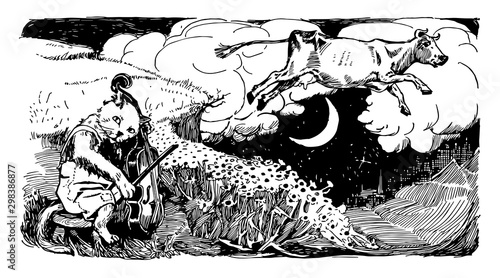 Hey Diddle Diddle, vintage illustration