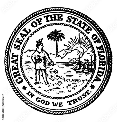 The Great Seal of the State of Florida, vintage illustration
