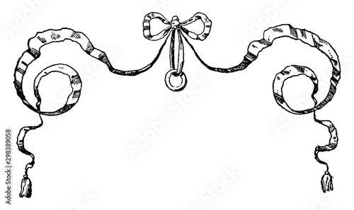 Loose Ribbon and Knot was designed during the German Renaissance, vintage engraving.