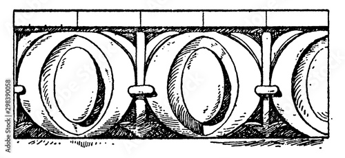 Roman Egg-and-Dart Moulding, Erechtheion,  vintage engraving.
