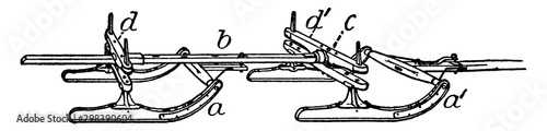 Bobsled components vintage illustration.