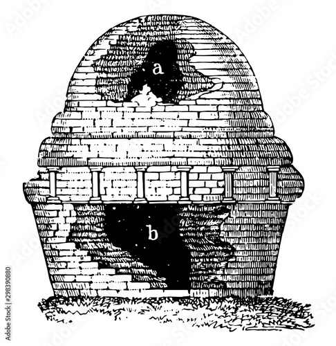 Stupa or Tope vintage illustration.