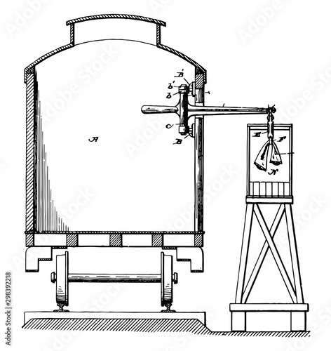 Mail Bag Delivering Machine vintage illustration.