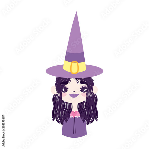 happy halloween celebration girl with hat witch costume