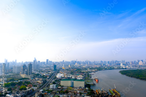 March 31  2019  photos of the river city and high-rise buildings in Bangkok during the morning