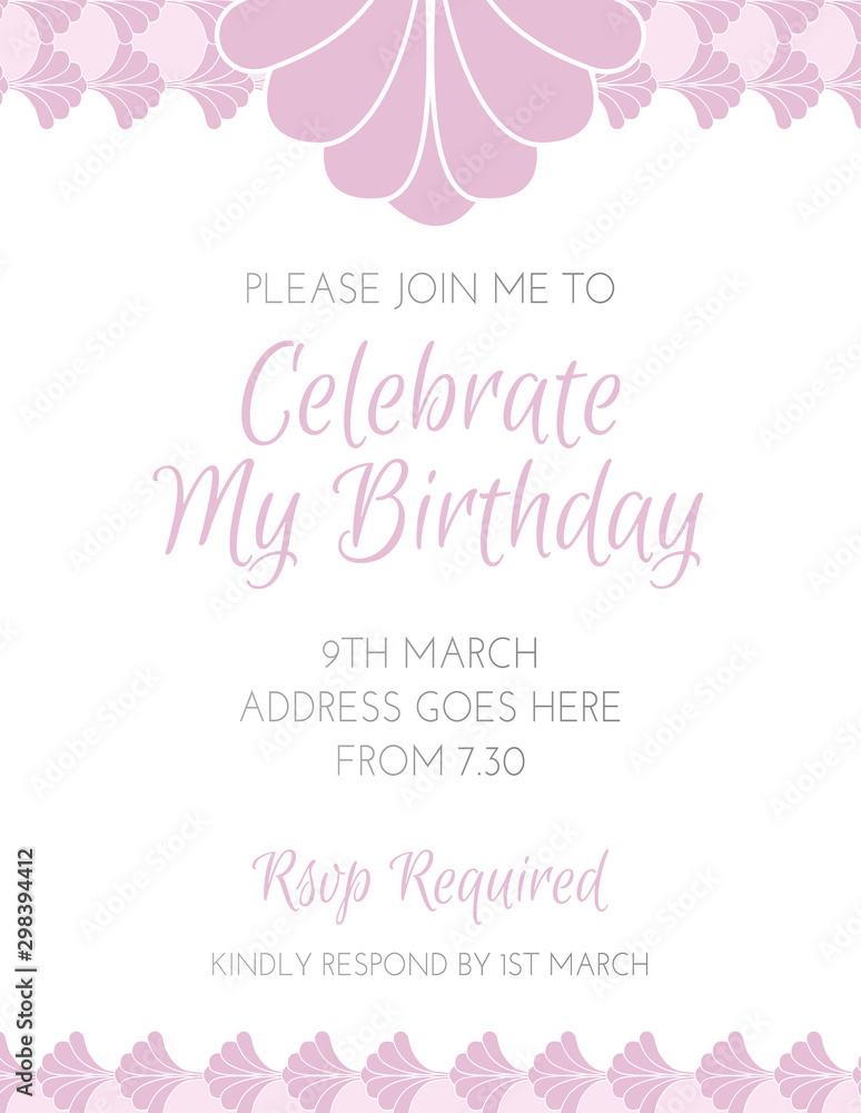 Romantic Style Pink Birthday Invitation Design