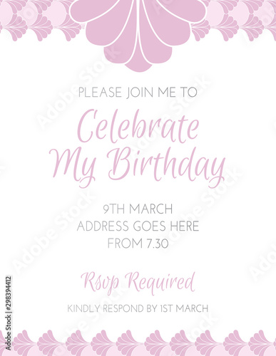 Romantic Style Pink Birthday Invitation Design