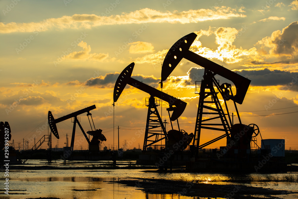 in the evening, oil pumps are running in the evening, oil pumps are running