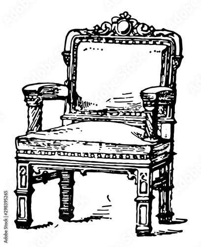 Medieval Arm Chair, vintage illustration photo