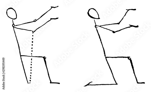 Knee balancing vintage illustration.