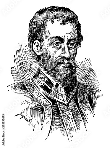 Hernando de Soto, vintage illustration