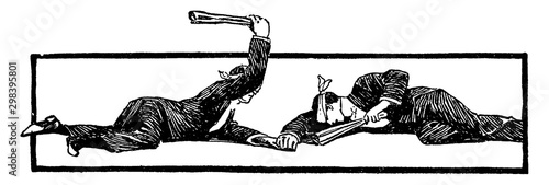 Cudgel Game vintage illustration.