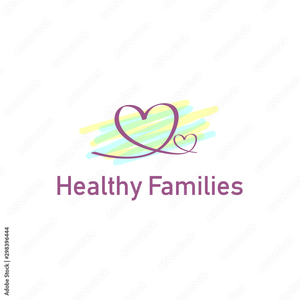 health care logos, family logos with heart love elements modern design