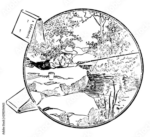 Fishing vintage illustration.